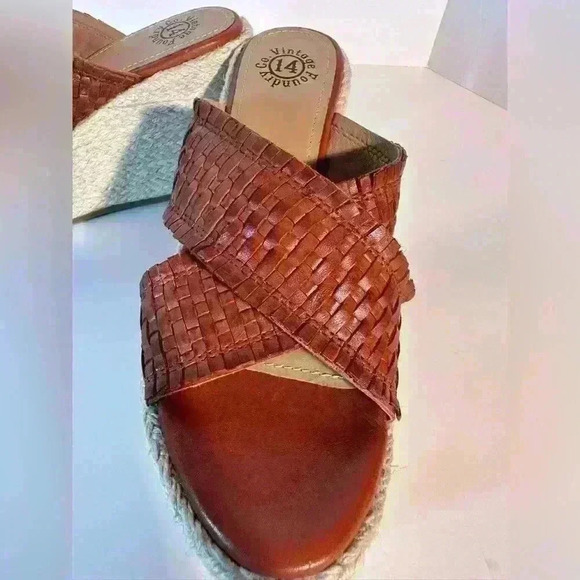 Vintage Foundry Co Lorie Espadrille Wedge Sandal Leather Style VFL254 Cognac 7.5 - Picture 3 of 11